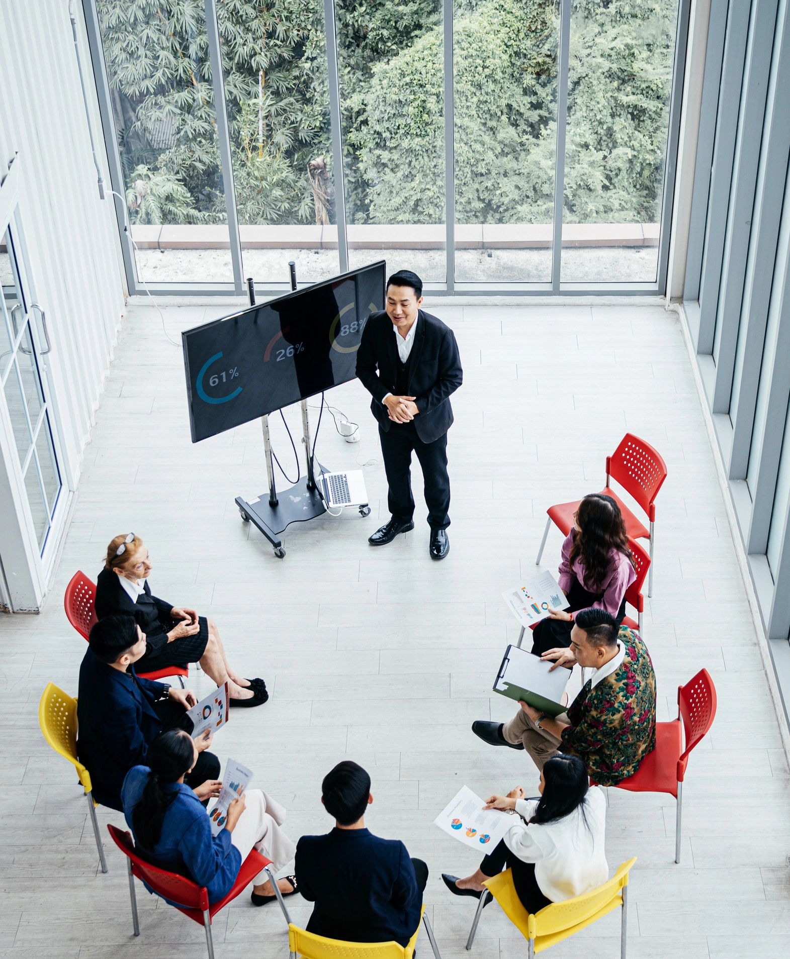 Business partners discussing plans in an office