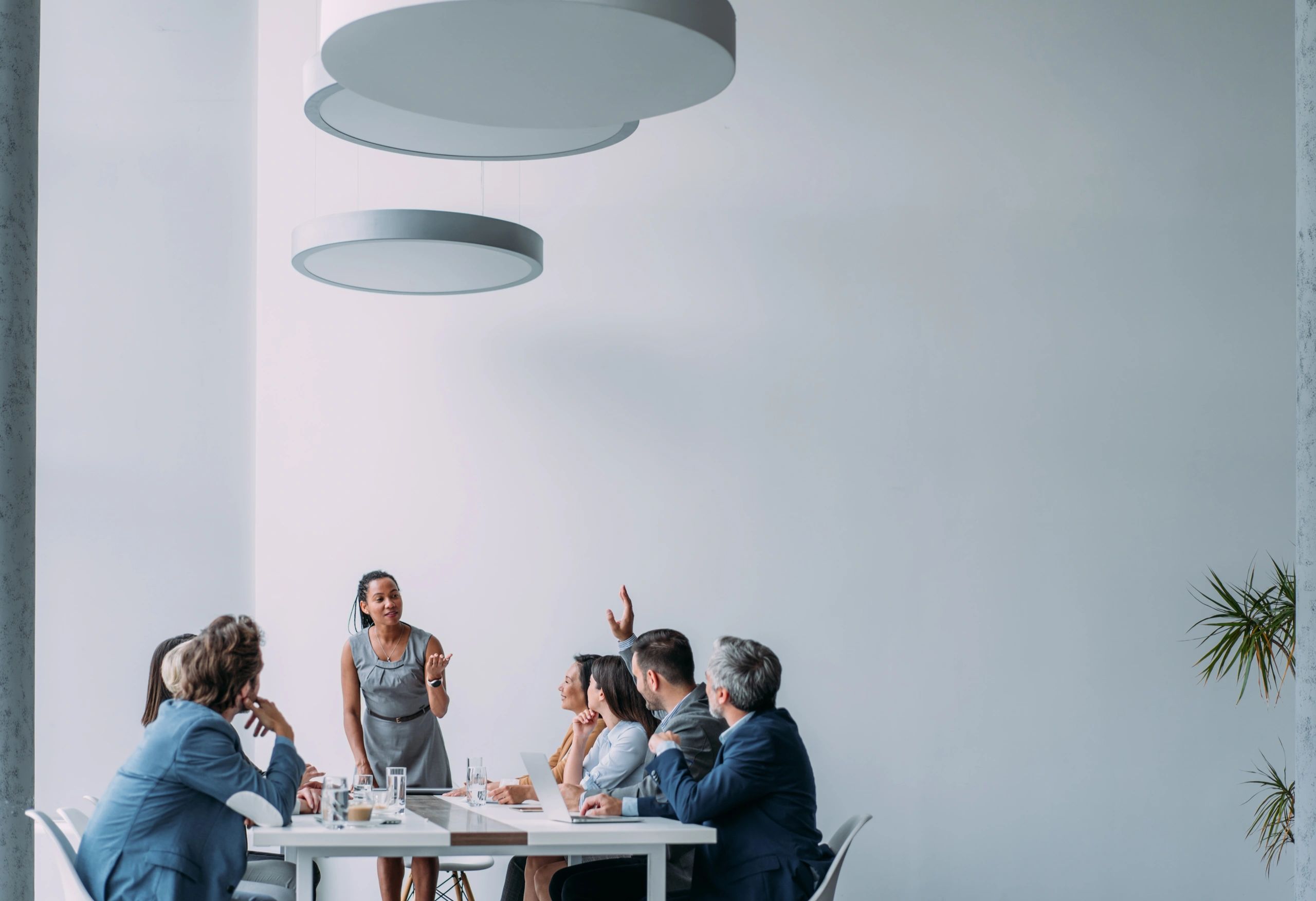 Corporate team meeting in a modern office